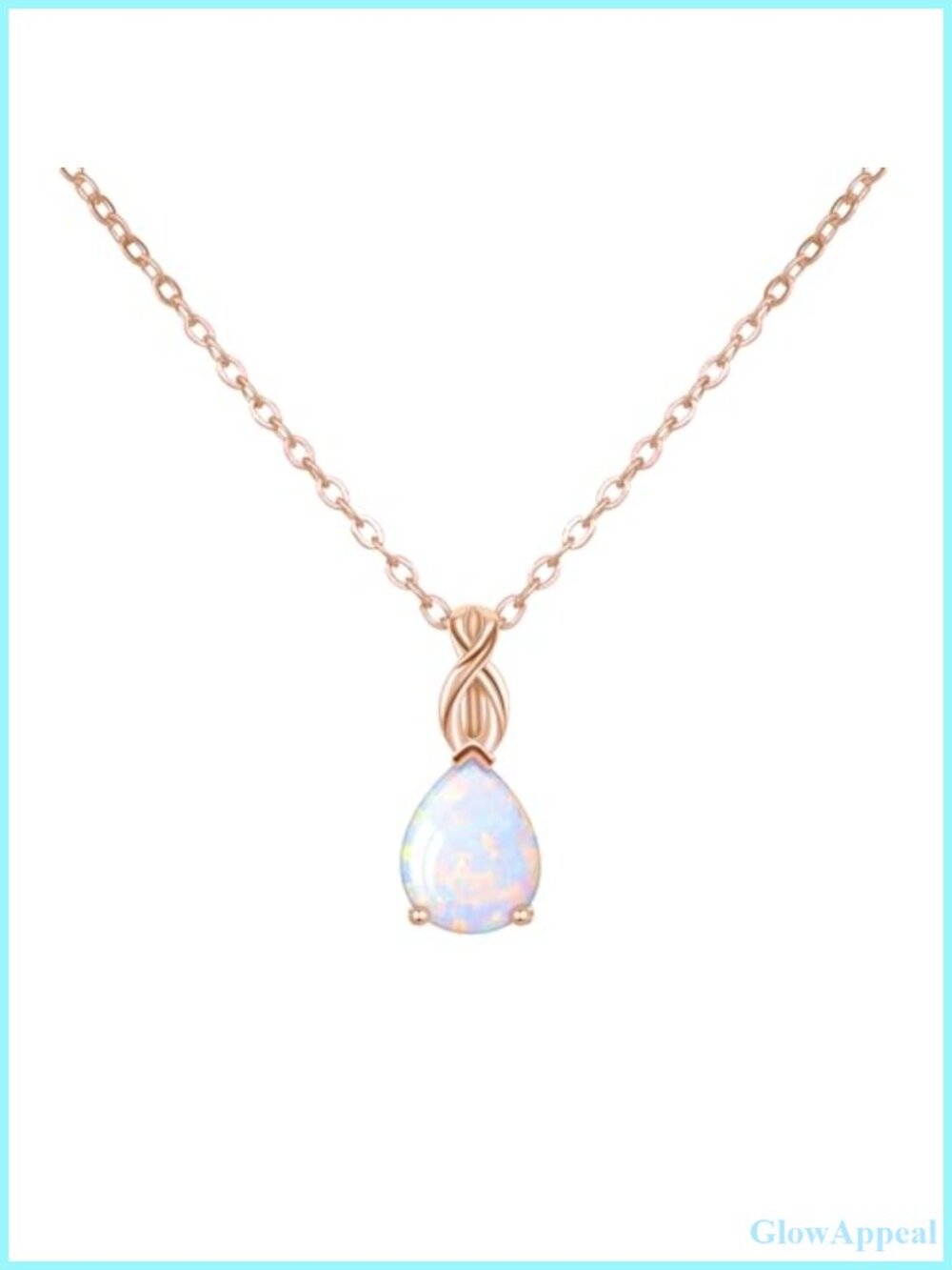 Dainty Opal Pendant Necklace Rose Gold Plated Birthstone Jewelry Gift